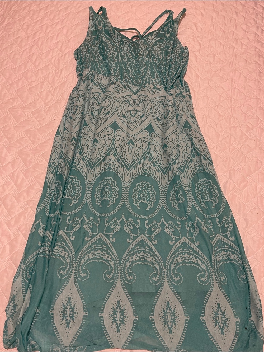 Athleta Teal Paisley Print Maxi Dress